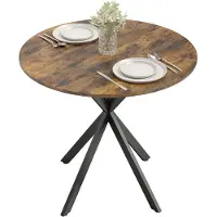vidaXL Sunvello Runder Küchentisch, 80 cm, kompakte Tischplatte, Spanplatte, Metall, Rustikal-Braun