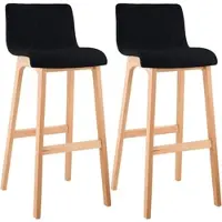 DELUKE 2er Set Barhocker TENAR Stoff Schwarz 41x46x102cm Braun Barstuhl Mit Lehne Tresenhocker Tresenstuhl