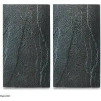 Zeller Schiefer Herdabdeck-/Schneideplatten-Set, 30 x 52 cm, Schneideunterlage mit vielseitigen Anwendungsmöglichkeiten, Material: ESG-Sicherheitsglas, anthrazit, 2-teilig