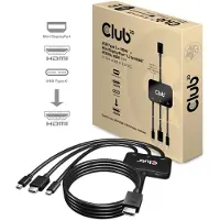 Club 3D CLUB3D USB Type C + HDMI + MiniDisplayPort 1.2 to HDMI 4K60Hz HDR M/M Active Adapter 32AWG, HDMI, 3840 x 2160 Pixel, Schwarz, 4K Ultra HD, 60 Hz, 2 m