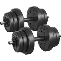 Songmics 2-in-1-Hanteln, Hantelset mit Verbindungsstahlrohr, 2 x 10 kg, tintenschwarz SYLB3520HBK