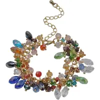 Steuer Modeschmuck Armband goldfarben mit bunten Glassteinen