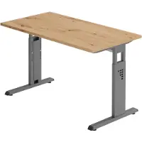 Bümö Schreibtisch Serie-O (Mini) - Nachbildung: Asteiche, Größe: 120 x 67,2 cm, Gestell: Graphit