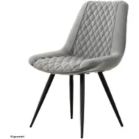 HTI Stuhl Astrid, bequem gepolstert, Kunstleder Grau, Metallbeine Schwarz, 50x84x58,5 cm