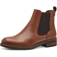 Tamaris Damen Stiefelette Chelsea Boot Stretcheinsätze flach modisch 1-25312-41, Größe:38 EU, Farbe:Braun
