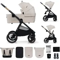 Kinderkraft NEA 2 - Kinderwagen 2-in-1 - bis 27 kg - Babywanne & Buggy - pannensichere Räder - wasserdichtes Verdeck UPF50+ - faltbar wendig - Beige