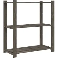 vidaXL Lagerregal mit 3 Böden Grau 80x38x90 cm Massivholz Kiefer