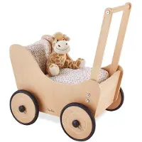 Pinolino Puppenwagen „Sarah”, inkl. Bettzeug Dessin „Blümchen”, rosa, 4-tlg.