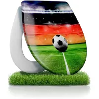 Calmwaters WC Sitz Fußball mit Absenkautomatik, Toilettendeckel Motiv Halbzeitpause, antibakterielles Duroplast, leichte Montage, bis 250kg, EU, Klobrille abnehmbar