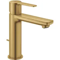 GROHE Einhebelmischer für Waschtisch, Lineare Serie, Größe S, mit Ablauf - Cool Sunrise gebürstet - 32114GN0