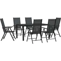 vidaXL 7-tlg. Garten-Essgruppe Schwarz Aluminium