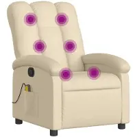 vidaXL Massage-Relaxsessel, cremefarbener Stoff