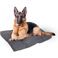 B2X Hundebett grau 41x30 cm, gesteppt und formstabil, mit Schutz vor Bodenkälte, für drinnen & draußen