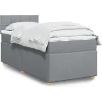 vidaXL Boxspringbett mit Matratze Hellgrau 100x200 cm Stoff
