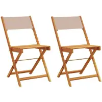 vidaXL Klappstühle, 2 Stück, taupefarbenes Massivholz (Akazienholz) und Stoffbezug