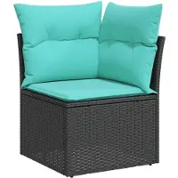 vidaXL 10-teiliges Gartensofa-Set mit Kissen, schwarzes Polyrattan