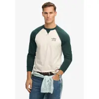 Superdry für Herren. M6010915A Vintage Athletic Baseball-T-Shirt grün (XL), Lässig, Baumwolle, Langarm