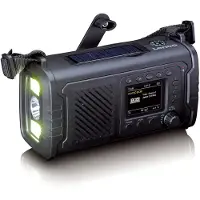 Lenco PDR-055BK - Notfallradio mit DAB+/FM, ASA und 10.000-mAh-Powerbank - Taschenlampe, Solar- und Handkurbelaufladung - Schwarz