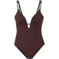 s.Oliver Badeanzug "Naila", Damen, Gr. 36, Cup C/D, braun, Microfaser, Polyamid, Strukturmuster, Badeanzüge Badeanzug, mit Struktur