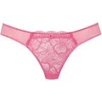 LASCANA String "Nikoletta", Damen, Gr. 36/38, blau (pink), Spitze, Obermaterial: 88% Polyamid, 12% Elasthan, Unterhosen String, aus floraler Spitze und feinem Mesh in transparenter Optik