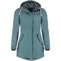 Dry Fashion Damen Regenmantel Kiel - Frauen Regenjacke Damen Jacke mit verstellbarer Kapuze Lang Winddicht Wasserdicht in Petrol Größe 42