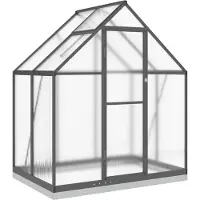 vidaXL Gewächshaus mit Fundamentrahmen Anthrazit 169x114x202 cm Alu
