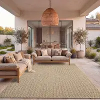 TT Home Outdoor Teppich Wetterfest Garten Schlafzimmer Flur Regenbogen Muster Boho Design Unifarben Sisal Look Moderner Style Größe 120x170 cm