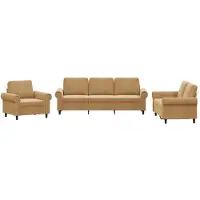 vidaXL 3-tlg. Sofagarnitur mit Kissen Braun Samt