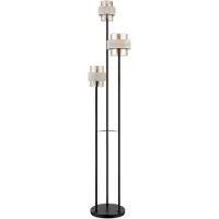 Globo 3-Licht Stehlampe Daren Schwarz mit Marmor