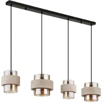 Globo Pendelleuchte Daren 4-flammig E27 Schwarz matt amber Metall Glas 120x109cm