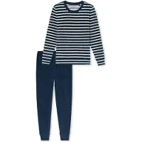 Schiesser Schlafanzug "Casual Essentials" 2 tlg. wärmende Frottee-Qualität, Rundhalsausschnitt, langärmelig