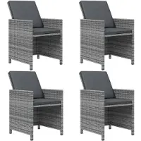 vidaXL 9-tlg. Garten-Essgruppe mit Kissen Poly Rattan Grau