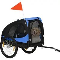 PawHut Hundeanhänger, klappbarer Fahrradanhänger für Hunde, Stahl, Blau