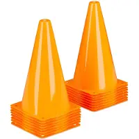 Relaxdays Pylonen 16er Set, Fußball, Hundetraining, Pferdesport, Markierungskegel 23 cm, Verkehrshütchen Kinder, orange
