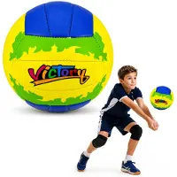 Lean Toys Volleyball-Trainingsball, gelb und blau, 22 cm, Größe 5