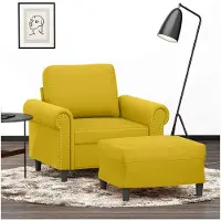 vidaXL Sessel mit Hocker Gelb 60 cm Samt