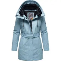 NAVAHOO Winterjacke "Eishauch 14" mit Kapuze Damen Winterparka mit Taillengürtel und Fleece-Kragen