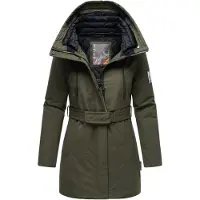 NAVAHOO Winterjacke "Eishauch 14" mit Kapuze Damen Winterparka mit Taillengürtel und Fleece-Kragen