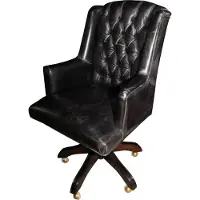 Casa Padrino Luxus Echtleder Chefsessel Büro Stuhl Schwarz Vintage Look, 64 x 67 x 104-111 cm