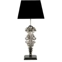 Casa Padrino Designer Hockerleuchte in Silber und Schwarz, Höhe 77 cm, Breite 35 cm, Tiefe 17 cm