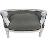 Casa Padrino Barock Hunde & Katzen Sofa Grau/Weiss Hundebett & Katzenbett