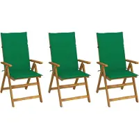vidaXL Klappstühle, 3er-Set mit Kissen, aus massivem Akazienholz