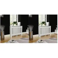 vidaXL Heizkörperabdeckung 2 Stk. Weiß Holzwerkstoff 112 cm