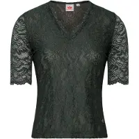 Spieth & Wensky Shirtbluse "Arktis", Damen, Gr. 32, grün (d,grün), Obermaterial: 90% Polyamid PA. 10% Elasthan EL., geblümt, skinny fit, V-Ausschnitt, Blusen Shirtbluse, in taillierter Form
