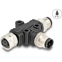 DeLOCK M12 T-Splitter A-kodiert 4 Pin 1 xST.zu St. und Bu.