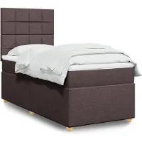 vidaXL Boxspringbett mit Matratze Dunkelbraun 90x190 cm Stoff