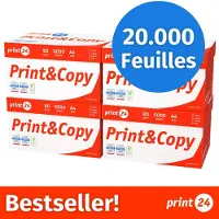 Print24 Druckerpapier Kopierpapier 20000 Blatt (40 x 500) DIN A4 80 g Premium Hochweiß CIE 160 Testsieger PEFC zertifiziert