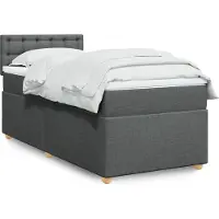 vidaXL Boxspringbett mit Matratze Dunkelgrau 80x200 cm Stoff