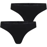 Falke Tanga "Daily Comfort", Damen, Gr. S, 2 Stk., schwarz (schwarz (3000)), Obermaterial: 96% Baumwolle CO. 4% Elasthan EL., Unterhosen Tanga