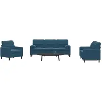 vidaXL 3-tlg. Sofagarnitur mit Kissen und Nackenrollen Blau Samt
